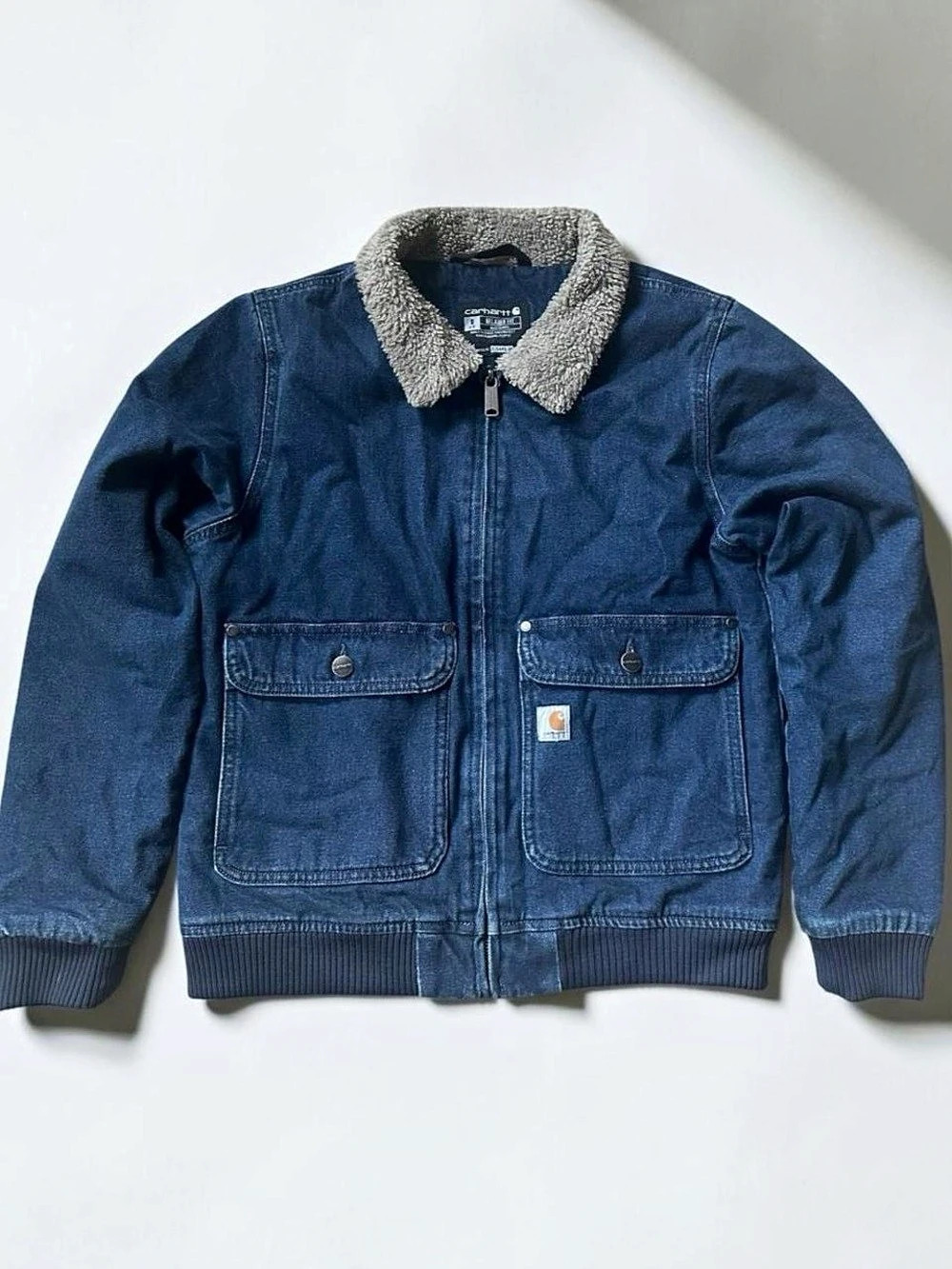 Carhartt Discontinued Denim Sherpa Lined Jacket Small